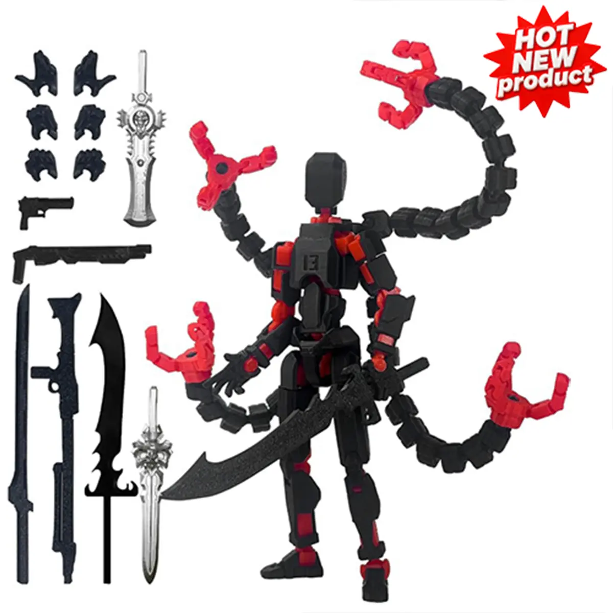 T13 Cool High-Quality 3D Printed Plastic Full-Jointed Articulating Figurine - Multi-Jointed Movable Collectibles Figurine Decor for Unisex Collectors, Holiday Gift Option