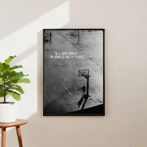 Court Motivational Quote Poster, Black and White  Sports Decor for Man Cave Gift, Office Decor