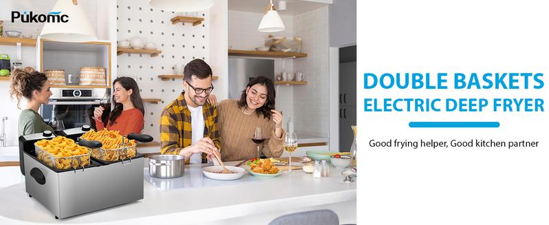 SUSTEAS Electric Double Deep Fryer with 2 Baskets & Lids, 3L Stainless Steel Removable Double Fryer,Temperature Control,Overheat Protection,3000W Household Appliances SUSTEAS Electric Double Deep Fryer with 2 Baskets & Lids, 3L Stainless Steel Removable Double Fryer,Temperature Control,Overheat Protection,3000W Household Appliances