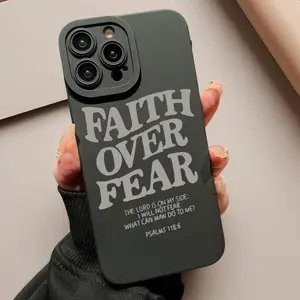Fall Faith Over Fear Letter Pattern Phone Case - Full Body Shockproof Protective Cover for iPhone 17 Pro Max 14 with Silicone Casing - Cellphone, Screen Protector, Durable, Protector, Protection, Smartphone