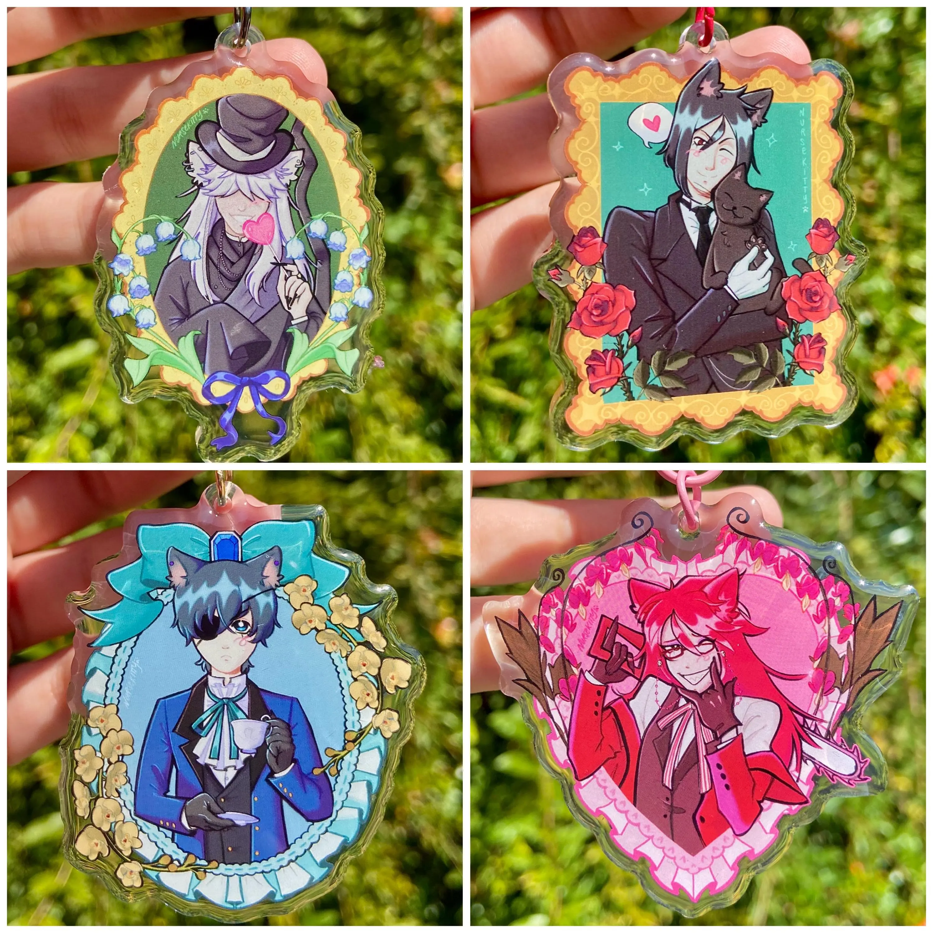 Kitty Black Butler Keychain - Kuroshitsuji Ciel, Sebastian, Grell, Undertaker  Acrylic Keychains, Cute Keyring Accessory, Fun Charm For Backpack Or Purse | High Quality and Customer Favorite Items