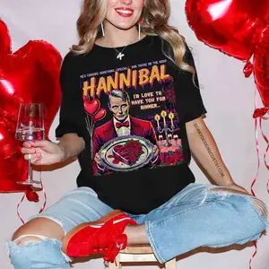 Hannibal shirt Limited Vintage T-Shirt Horror Movie Valentine's Day Lover Gift Funny Gothic Retro Halloween Shirt Oversized Unisex Comic HOV3V1 1SSTRB