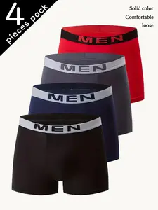 Men's Soft Comfortable Briefs, Moisture-Wicking Elastic Fit, Sports Fitness Cycling Hiking Outdoor Casual Wear, 4 Pack, Workout Gym Underwear