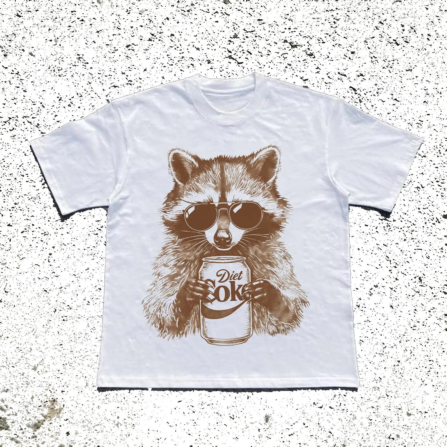 Funny Raccoon Diet Coke T-Shirt for Women, Casual Cartoon Style Graphic Print, Retro Shortsleeve Cotton Streetwear, Lady, Funny Streetwear, Easy Go-To Tee For Casual Days