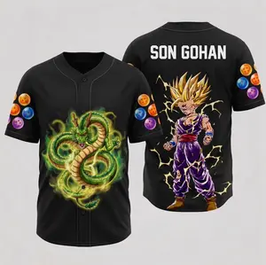 Premium Dragon Gohan Baseball Jersey, Menswear and Womenswear Baseball Shirt Gift For Otaku, Breathable Shirt Vintage Anime