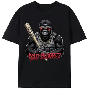Hip Hop Gorilla With Bat Graphic Tee |   Streetwear For Guys