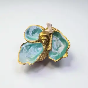 Oyster Shell Dish/Salt and Pepper - Elegant Gold Trimmed Design for Dining and Serving