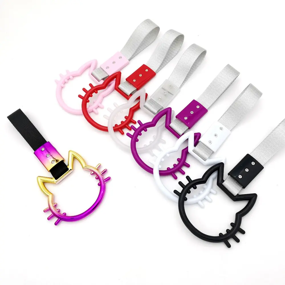 Car Decoration Tow Hook with Cat Handle, Universal Radial External Warning Ring, Stylish and Functional Car Accessory, Automotive Decorative Accessories, Vehicle Decoration, Aesthetic Car Accessory