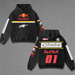 Retro Redbull 01 x Astars Racing Washed Hoodie, Motor GP Of The Americas Sportbike Graphic Merch, Acid Washed Streetwear Clothing, Unisex Dirt Bike Racing Hoodie, Vintage Motorsport Hoodie, Speed Culture Men's Wear, Designed for Biker