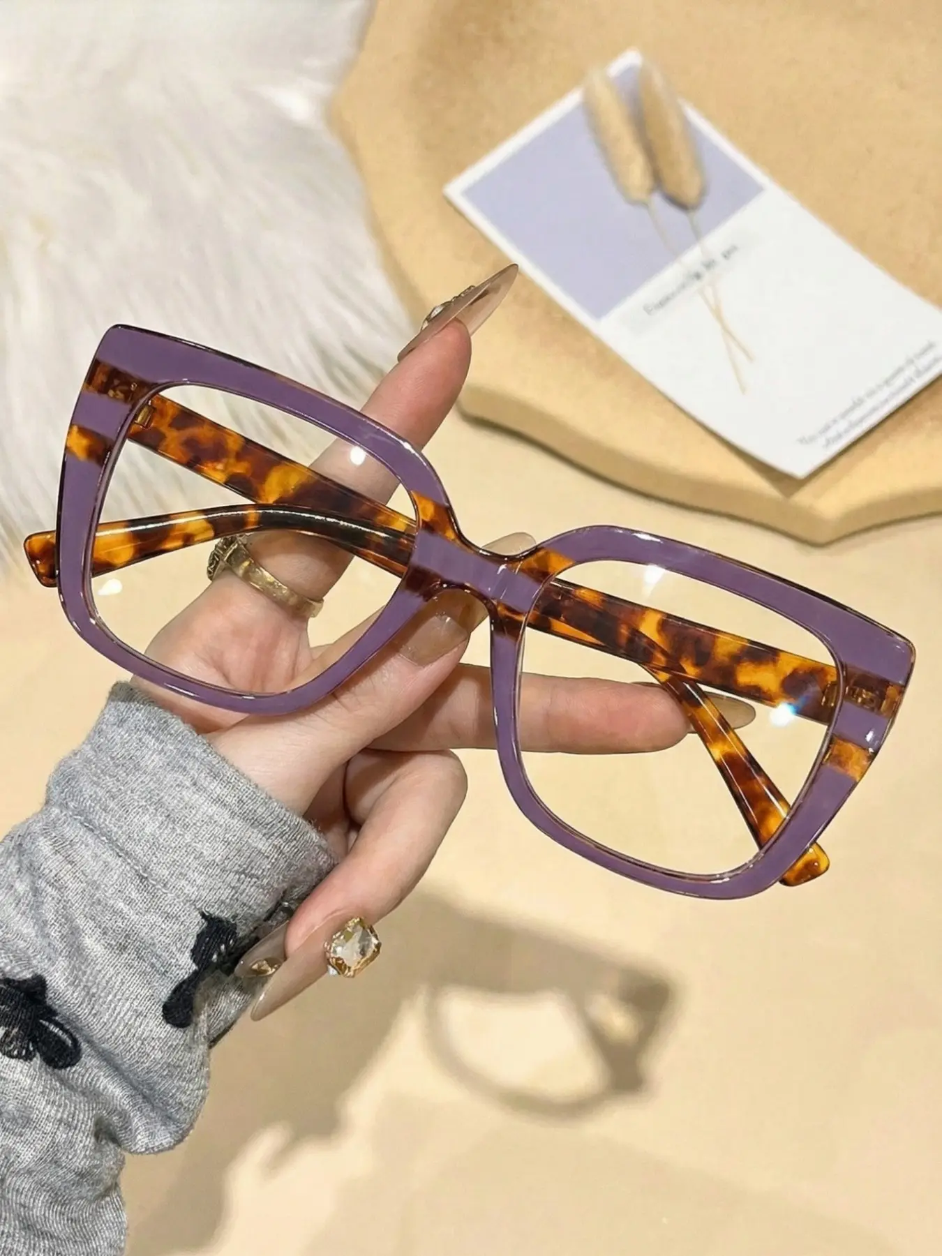 Women's New Fashion Cat Eye Transparent Lens Glasses, Leopard Print Design, Casual Unisex Prescription Eyewear, Tortoiseshell Glasses, Perfect for Daily Use & Gifts