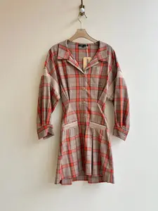 Maje | Plaid Taupe & Orange Dress (Vintage)