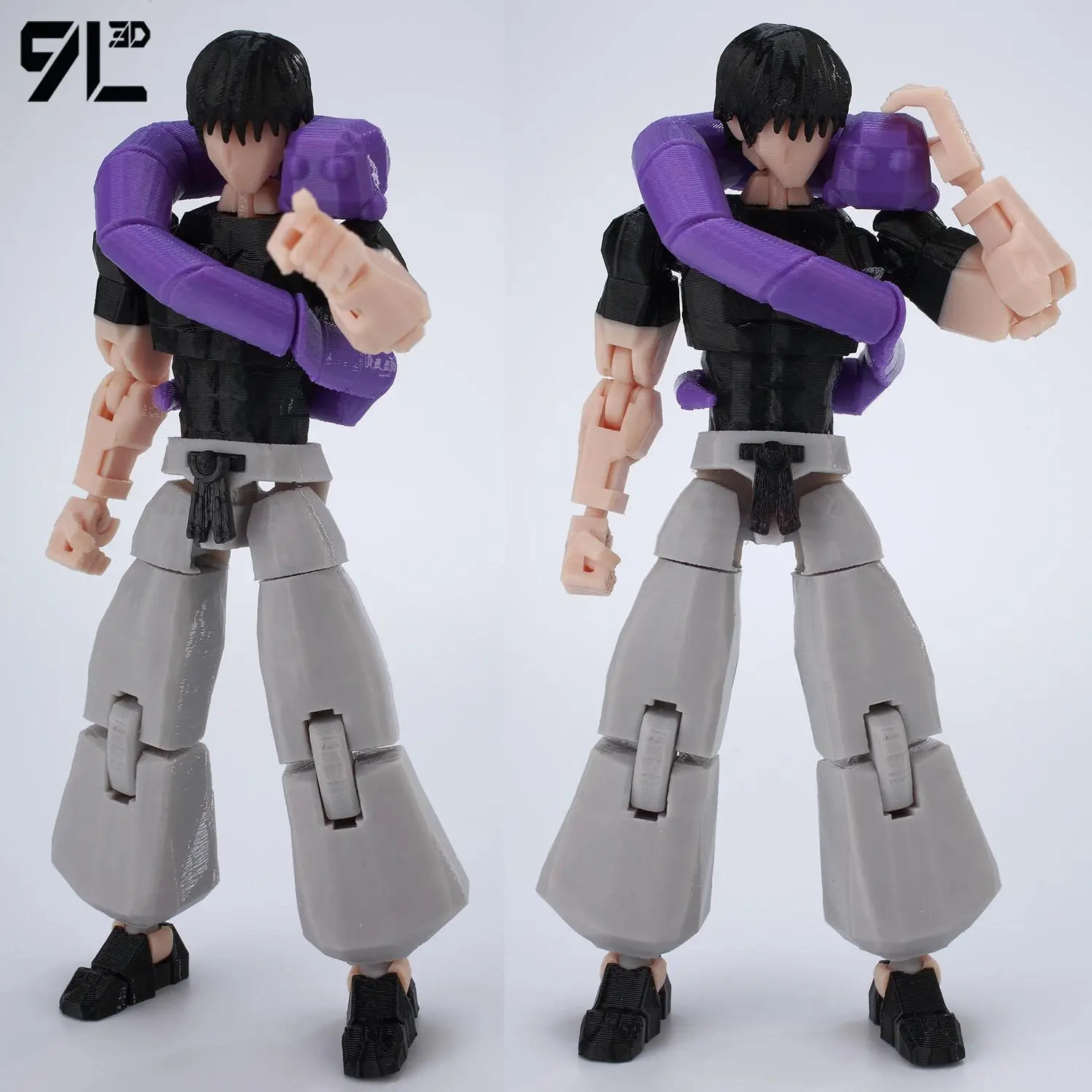 Jujutsu Kaisen Fushiguro Toji Plastic 3D Printed Poseable Collectible Action Figure - 9L, 30+ Articulation Points, 14cm/5.5in, Multi-Joint Art., Interchangeable Parts, Display/Play Collector Gift Ornament