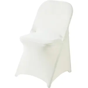 6 Pack Ivory Spandex Folding Chair Covers in Stretch Washable for Wedding,,Holidays,Celebration and Special Events