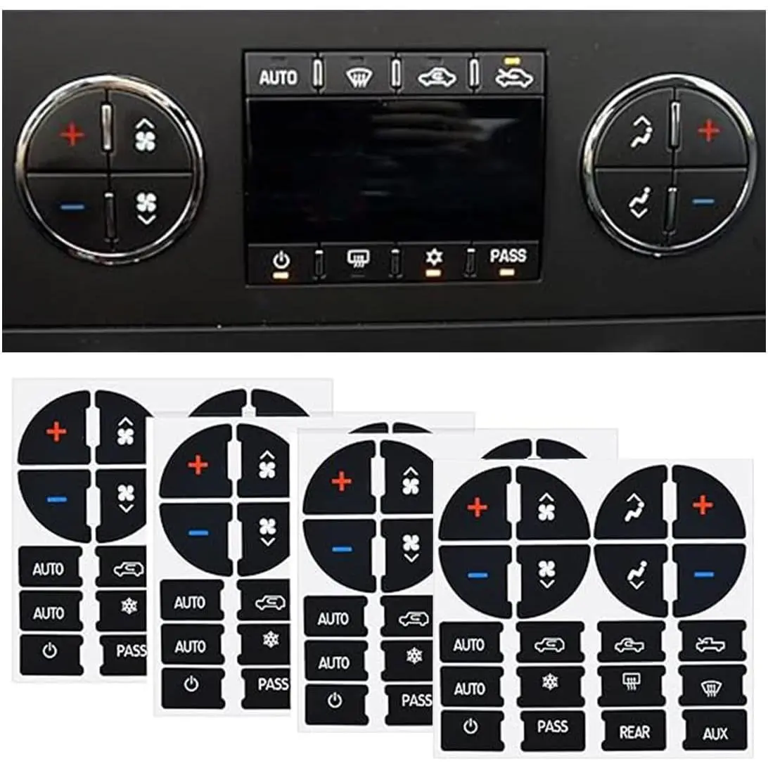 AC Dash Button Repair Kits, Repair for Ruined Faded A/C Control Buttons  Fixing Decal Replacement Compatible with Chevy, 07-14 GM  -   SUV Van Accessories (4 PCS)