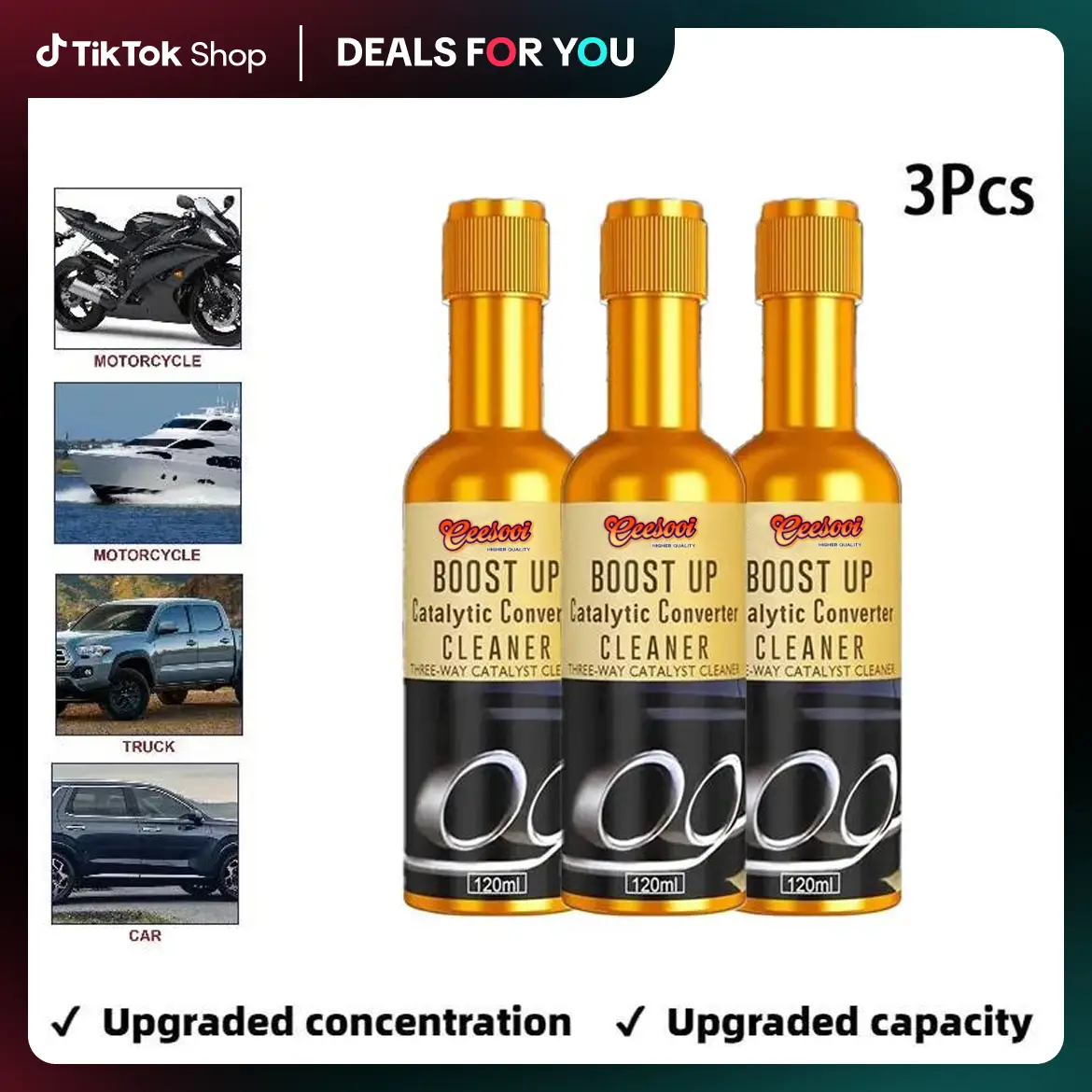 CEESOOI Universal Engine Interior Cleaner for Automobiles Heavy Duty Degreaser 3Pcs 120ml Upgraded Concentration & Capacity Catalytic Converter Cleane