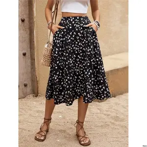 CalvayaWomen sFullPrintedSkirtWithPocketsMaxiWomenOutfit