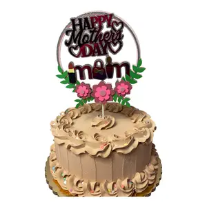 Creativity Shimmers Happy Mothers Day, Mother's Day Cake Topper Multilayered, Multicolored, Sturdy, Reusable, Handmade, Safe Material