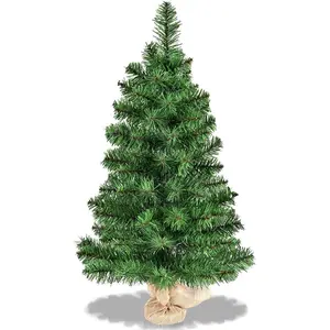 3ft Tabletop Mini Christmas Tree, Artificial Small Christmas Tree with 96 PVC Branch Tips, Cloth Bag Base, Green Spruce Xmas Tree for Home, Office Decoration, No Assembly Required