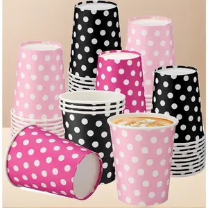 60 Pcs Pink Mouse Party Supplies 9 oz Cartoon Mouse Theme Disposable Cups Cartoon Party Decorations Pink White Dot Pattern Printed Paper Cups for Baby Shower Birthday Tableware Decorations