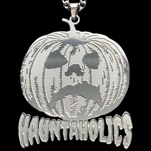 Hauntaholics Necklace 2" Etched Mirror Polished Stainless Steel Haunted Mound Pendant with Laser Cut Design & Choice of Chain Free Gift Included