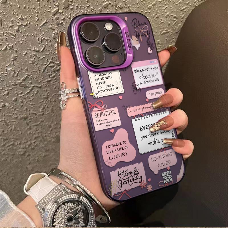 Pink Style Growth Quotes Phone Case Durable Hard Acrylic Back Case With An Anti-Yellowing Coating, Made From High-Quality Designed For Reliable Drop Protection For Your Phone For iPhone 17.16.15.14.13.12.11.X.XS.XSMAX.XR.8.7