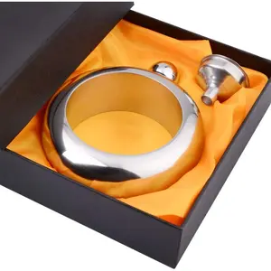 Stainless Steel Bangle Bracelet Liquor Flask with Funnel Wrist Jewelry for Women Girls Men Hand Size Flask for Party (Sliver)