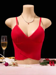 Women's Sexy Lace Spaghetti Strap Tank Top, Christmas Valentine's Day Gift, Transparent Mesh Material, Irregular Design, Sheer Neckline