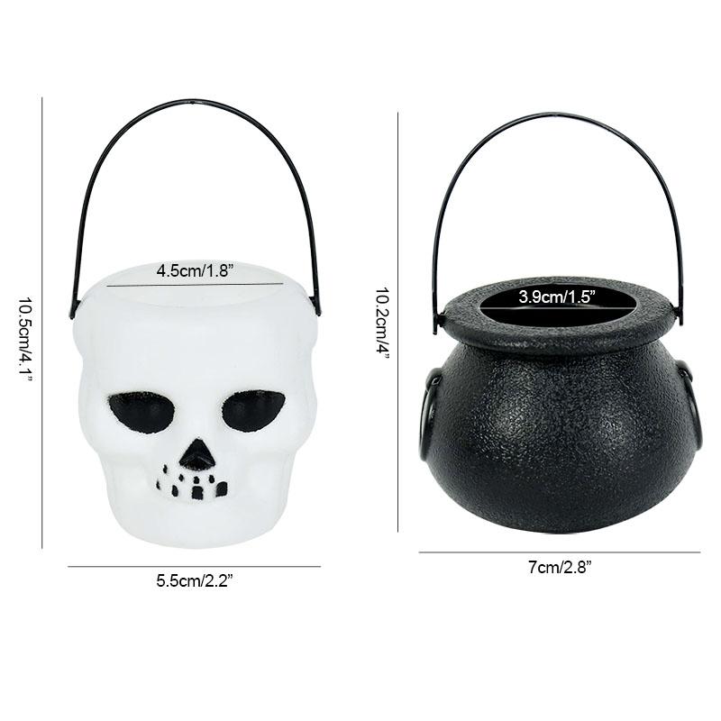 6count Mini Halloween Candy Bucket Pot Witch Skeleton Cauldron Holder Jar Trick Or Treat Halloween Party Decoration Props Kids Toy