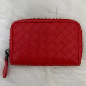Pre-owned Bottega Veneta calfskin Mini Bags Fraise Intrecciato Woven Nappa Leather Coin Purse