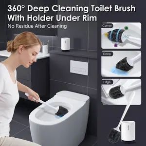 360° Silicone Toilet Brush with Holder | Wall-Mounted Deep Cleaning Bowl Brush | Bathroom Must-Haves
