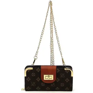 Fashion World CM Monogram Turn Lock Crossbody Wallet
