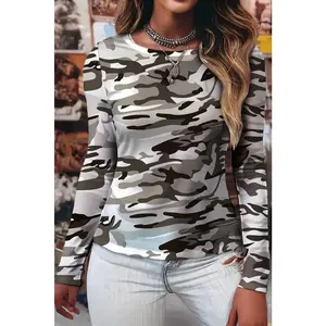 Camouflage Print Mesh Long Sleeve Top *Final Sale*