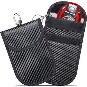 2 Pack Anti Theft 3.6" x5.3" RFID Car Key Fob Signal Blocking Faraday Pouch Fits for All Brands Vehicles, Car Key Fob Faraday Bags Protector Cover RFID Key Fob Signal Blocker