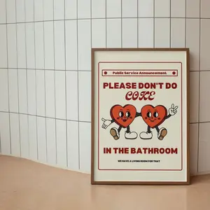 Poster "Please don’t do coke in the bathroom" - Funny and Festive Wall Decoration - Bar poster - night club poster - Festival Landscape, Photo Print