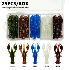 25pcs Lobster Shape Soft Bait 1.96 Inch 2.3g, Freshwater and Saltwater Fishing Lures, Crayfish and Crab Bait for Bass Fishing, Fishing Lure Kit