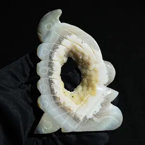 1 Count Natural Agate Druzy Geode Slice Crystal Carving