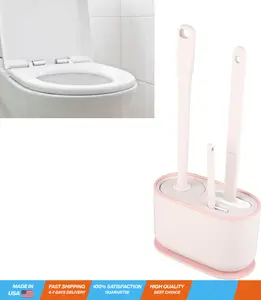 Toilet Brush Set, Bathroom Accessories, Toilet Bowl Cleaners, Deep Cleansing Multifunctional Hanging Toilet Brush Set for Bathroom(Cherry Blossom Pink)