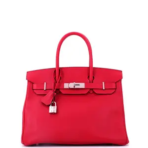 Pre-owned HERMÈS Leather Top Handle Bags Hermes Birkin Handbag Rouge Casaque Epsom with Palladium Hardware 30 by Rebag