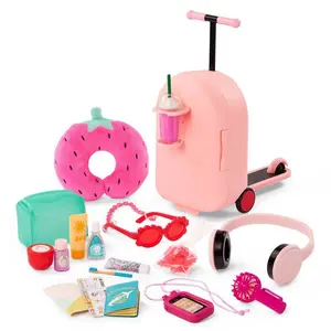 Our Generation Packed for Adventures Pink Luggage Scooter Suitcase & Accessories Set for 18" Dolls