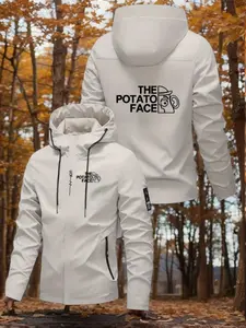 Men's Lightweight Windproof Ski Jacket with Zipper and Hood, Ideal for Skiing and Snowboarding, Casual Windbreaker for Cycling and Fishing, Windproof Outerwear