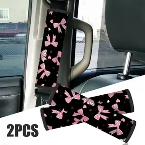 Set of 2 Bow-Heart-Star Car Seat Belt Covers | Sweet style, universal fit, polyester material, stylish car interior accessory, multifunctional seat belt protector, an ideal gift for friends and family