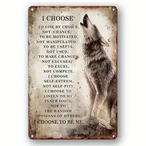 [Metal Sign]1Pc  Aluminum 2D Flat , Inspiring Wolf Mural Christian Wolf Gift Male Mural Inspiration Quote Modern Art Bedroom Bathroom Office Home Decor Metal Painting Card Vintage Mural, Bar, Restaurant, Cafe, Home Beer (8"X12"/ 20Cm*30Cm)