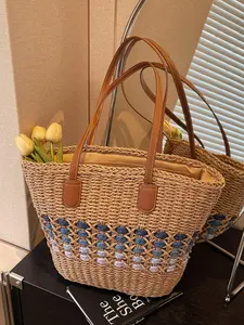 Women's Boho Style Woven Tote Bag, Large Capacity Beach Bag, Casual Trendy Versatile High-quality Daily Commuting Bag, Girl Fashionable Shopping Bag