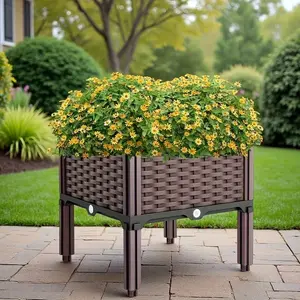 Multi-Functional Upgraded Reinforced Thickened Flower Box Set, Durable Plastic Material, Garden Bed Kit for Indoor & Outdoor Use