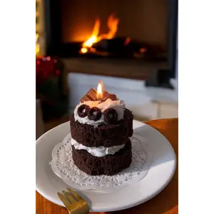 Velvet Chocolate Decadence Candle Hyper-realistic Chocolate Cake Design with Sponge-like Layers Chantilly Cream Filling Eco-friendly Soy & Beeswax Blend Perfect for Chocolate Lovers Luxury Gifting