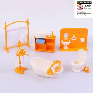 Doll Bathroom Furniture Accessories, 18pcs/box Miniature Furniture Toy for Doll Mini House Playhouse, Dollhouse Accessories for Gifts, Pretend Play Toy for Home