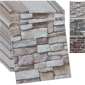 20PCS Self-Adhesive 3D Faux Brick Stone Foam Peel and Stick Wall Panels Wallpaper (Rock)