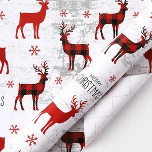 30" x 10' Holiday Wrapping Paper | Buffalo Plaid Stag festive gift-wrapping needs