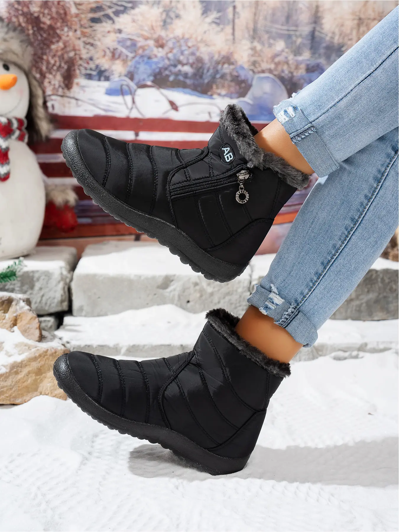 Cotton shoes for women, snow boots, waterproof cotton shoes, outdoor anti slip and warm shoes for mothers, Walking Shoes, Waterproof Ankle Boots, Waterproof Footwear
