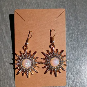 Starburst Earrings with Opal Center